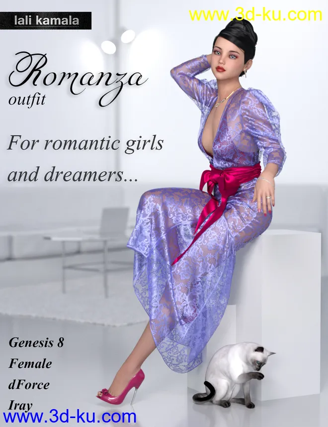 dForce Romanza Outfit for Genesis 8 Female(s)模型的图片2