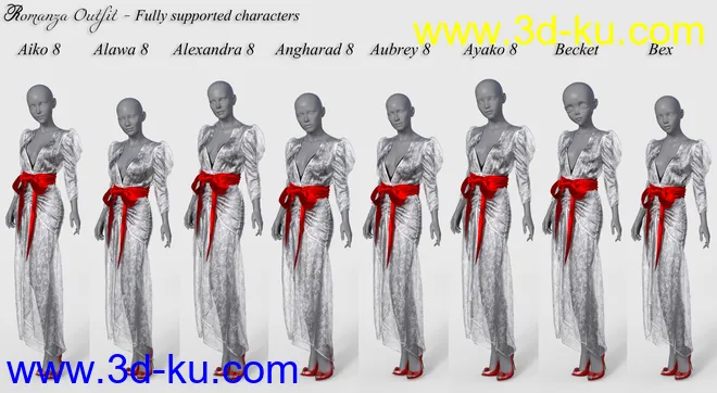 dForce Romanza Outfit for Genesis 8 Female(s)模型的图片14