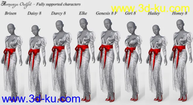 dForce Romanza Outfit for Genesis 8 Female(s)模型的图片15