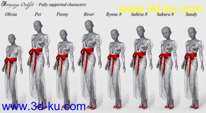 dForce Romanza Outfit for Genesis 8 Female(s)模型的图片17
