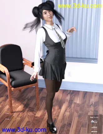 3D打印模型dForce Stylish School Uniform for Genesis 8 Female(s)的图片