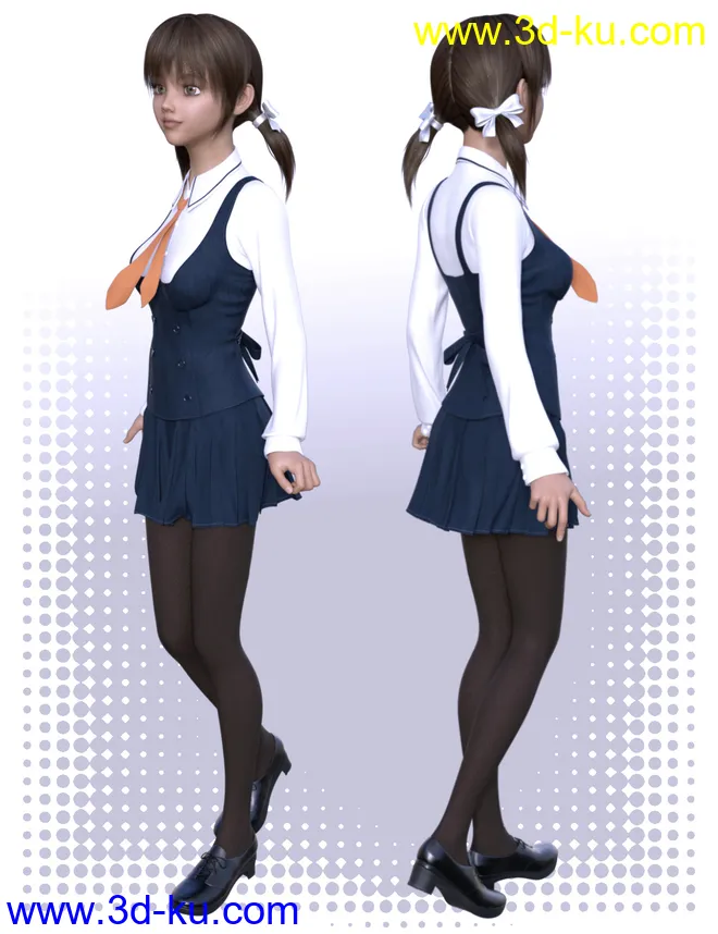 dForce Stylish School Uniform for Genesis 8 Female(s)模型的图片2