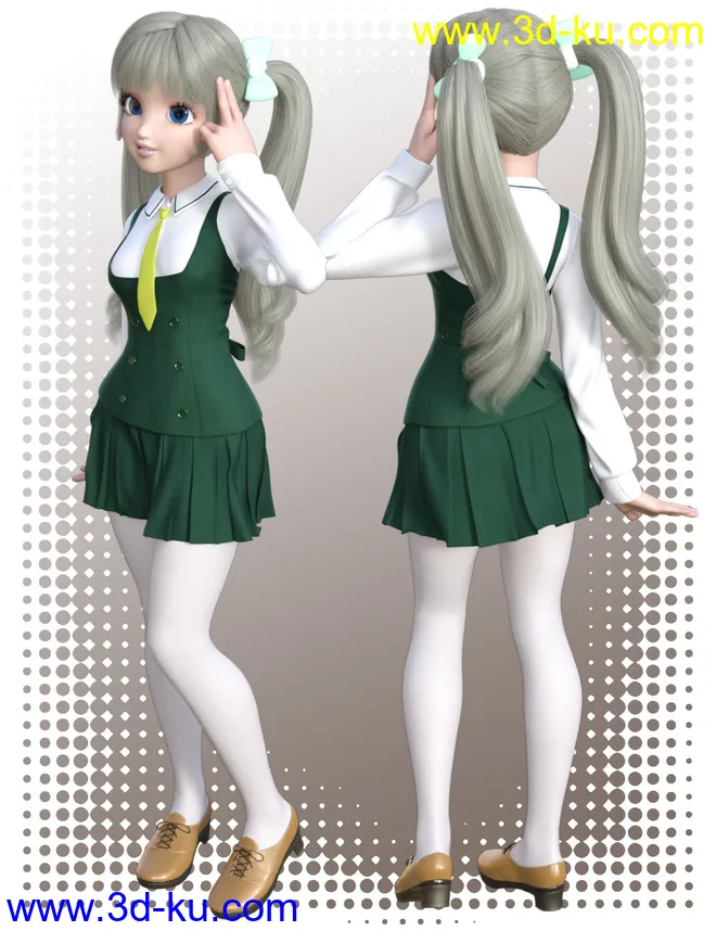 dForce Stylish School Uniform for Genesis 8 Female(s)模型的图片3