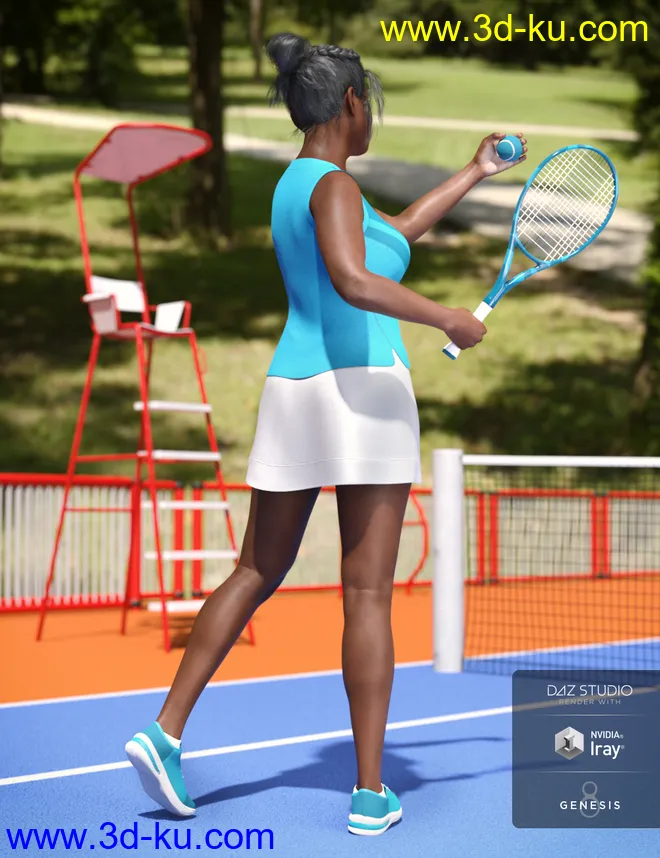dForce Tennis Outfit for Genesis 8 Female(s)模型的图片3
