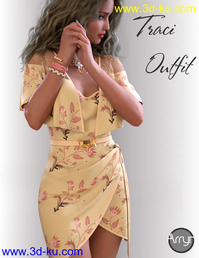 dForce Traci Holiday Dress Outfit for Genesis 8 Female(s)模型的图片1