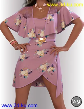 3D打印模型dForce Traci Holiday Dress Outfit for Genesis 8 Female(s)的图片