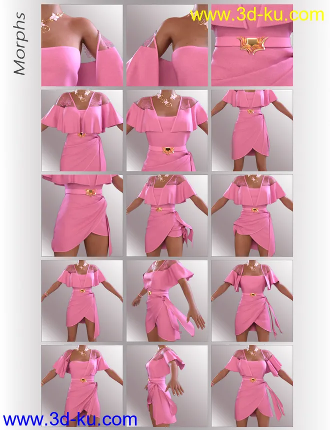 dForce Traci Holiday Dress Outfit for Genesis 8 Female(s)模型的图片6