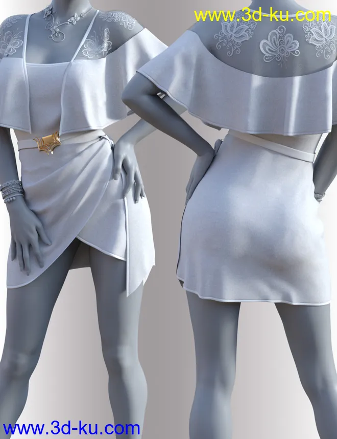 dForce Traci Holiday Dress Outfit for Genesis 8 Female(s)模型的图片7