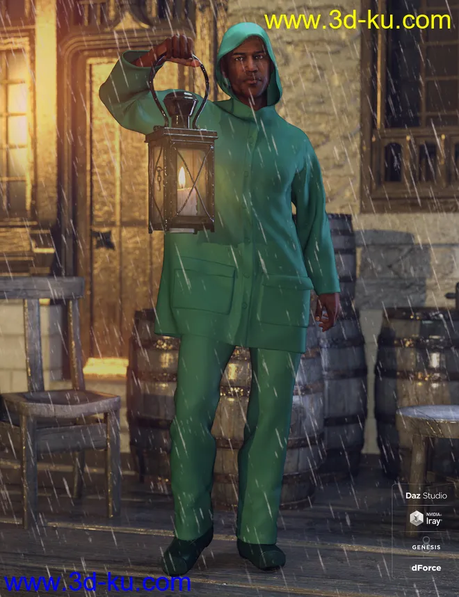 dForce Wet Weather Gear for Genesis 8 Male(s)模型的图片1
