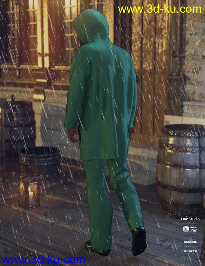 dForce Wet Weather Gear for Genesis 8 Male(s)模型的图片2
