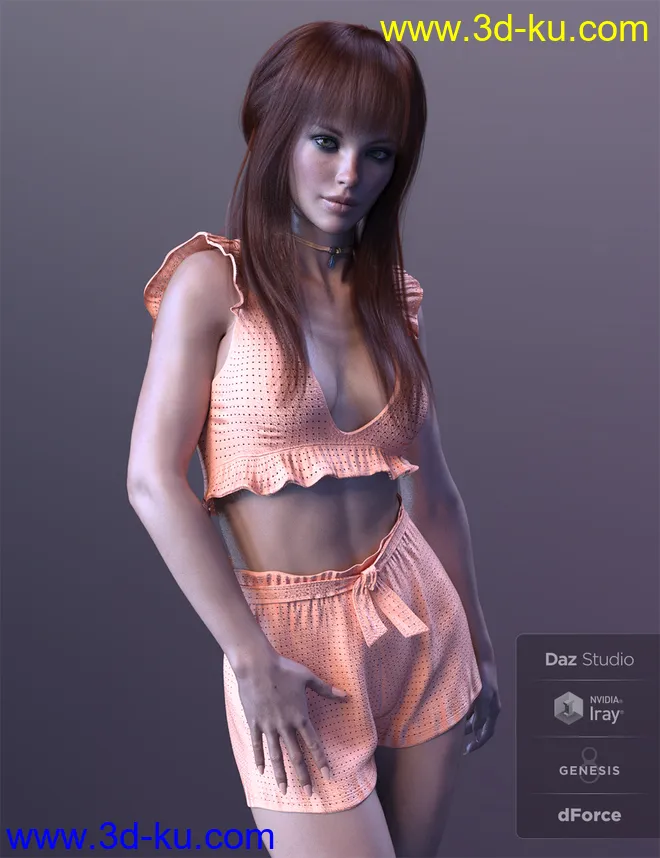 dForce X-Fashion Boho Chic Outfit 02 for Genesis 8 Female(s)模型的图片1