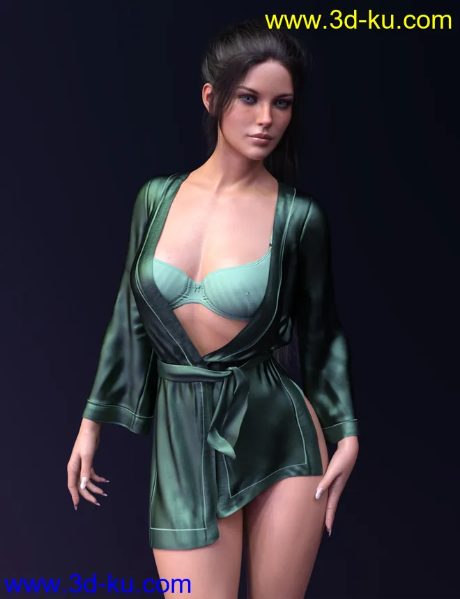 dForce X-Fashion Kimono Lingerie Set for Genesis 8 Females模型的图片1