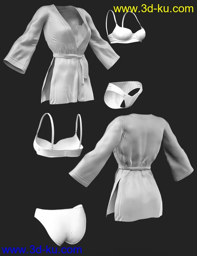 dForce X-Fashion Kimono Lingerie Set for Genesis 8 Females模型的图片5
