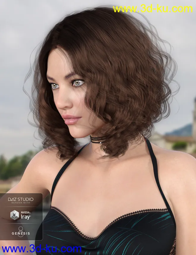 Drea Hair for Genesis 8 Females模型的图片2