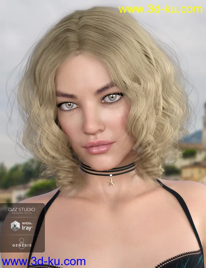 Drea Hair for Genesis 8 Females模型的图片3