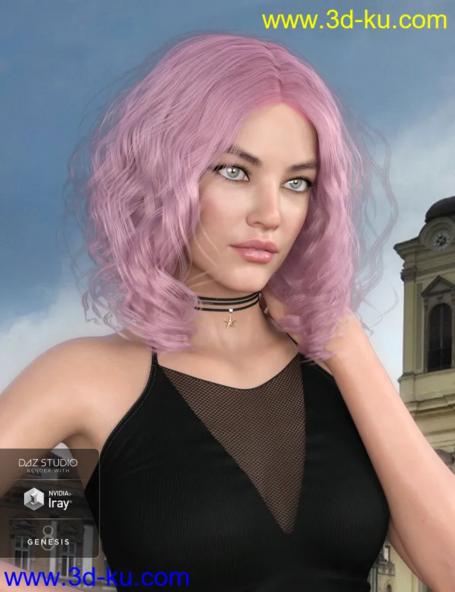 Drea Hair for Genesis 8 Females模型的图片6