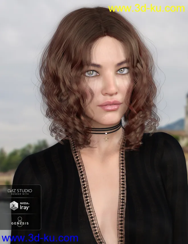 Drea Hair for Genesis 8 Females模型的图片8