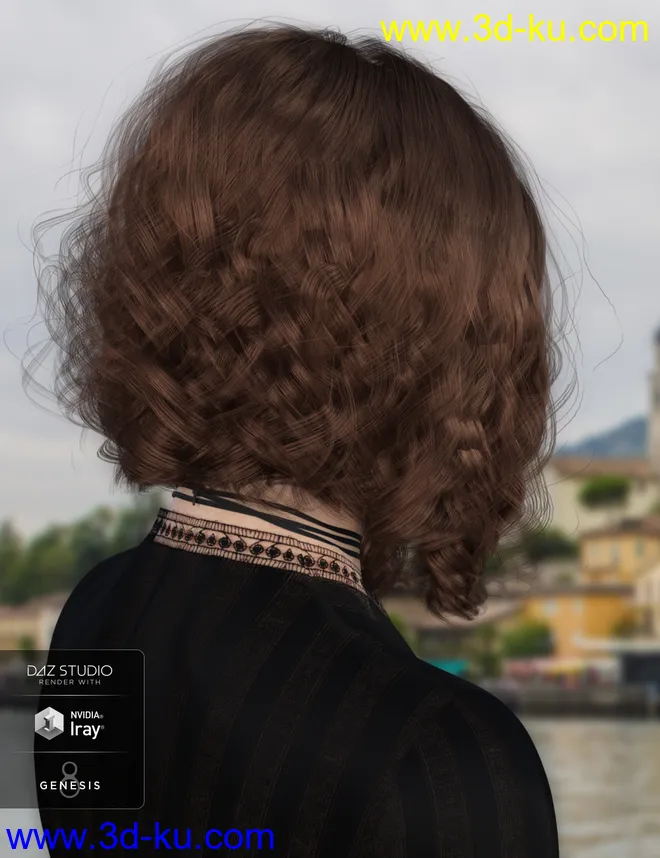 Drea Hair for Genesis 8 Females模型的图片9