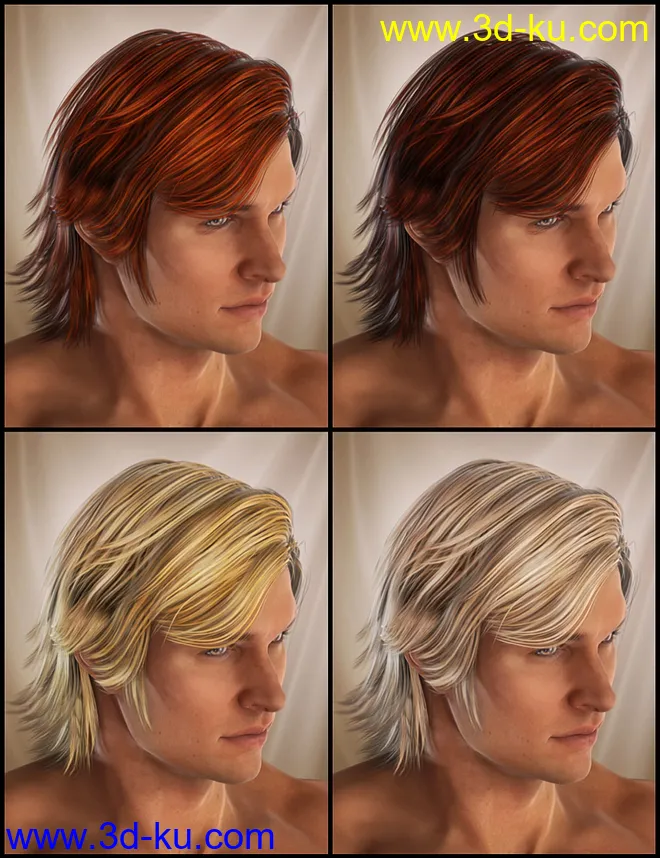 Drifter Hair for Genesis 2 Male(s)模型的图片8