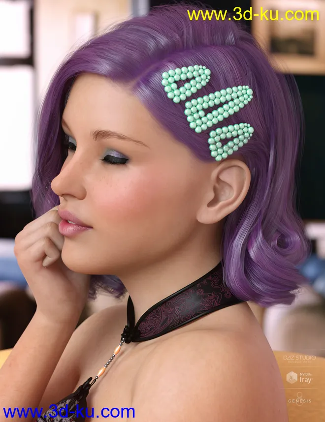 Eilis Hair for Genesis 3 & 8 Females模型的图片3