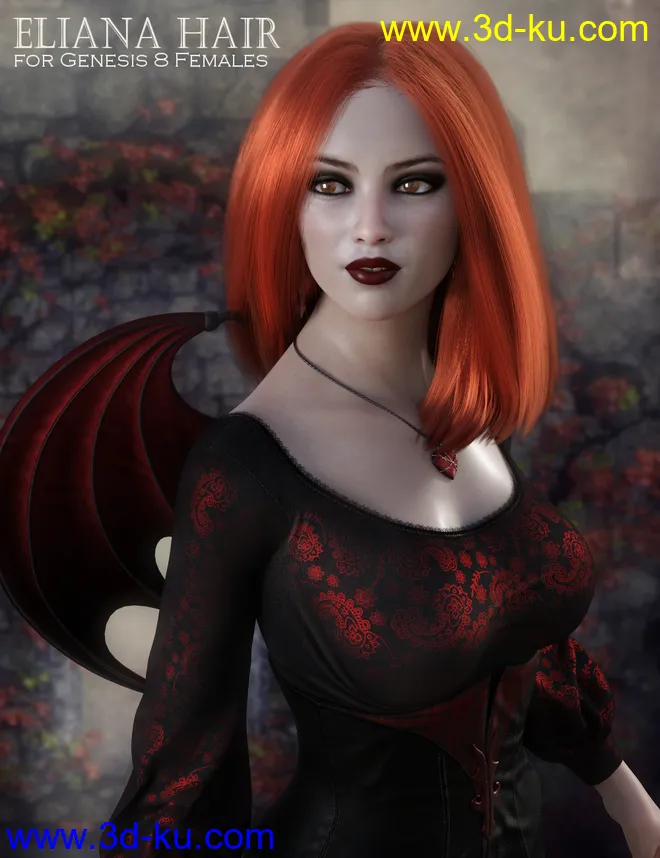 Eliana Hair for Genesis 8 Females模型的图片1