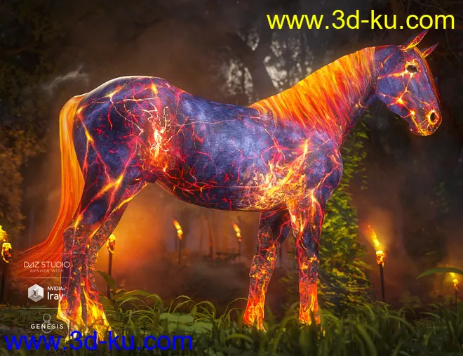 Ember Horse Texture for Daz Horse 2模型的图片2