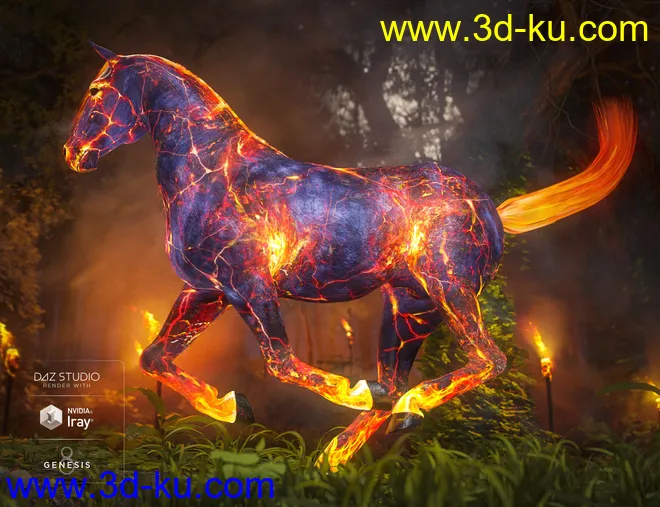 Ember Horse Texture for Daz Horse 2模型的图片3