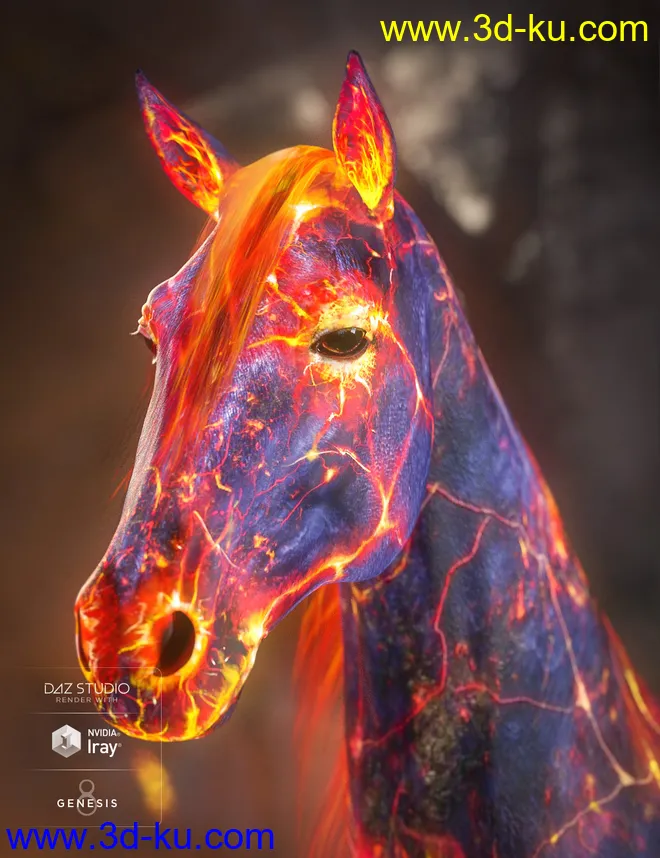 Ember Horse Texture for Daz Horse 2模型的图片5