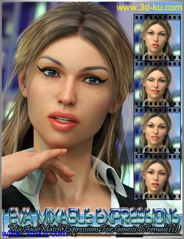 Eva Mixable Expressions for Genesis 8 Female(s)模型的图片1