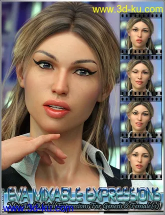 3D打印模型Eva Mixable Expressions for Genesis 8 Female(s)的图片