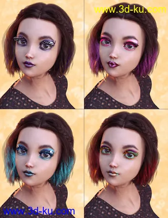 3D打印模型Extreme Closeup Plumes Geoshell Makeups for Genesis 8 Female(s)的图片