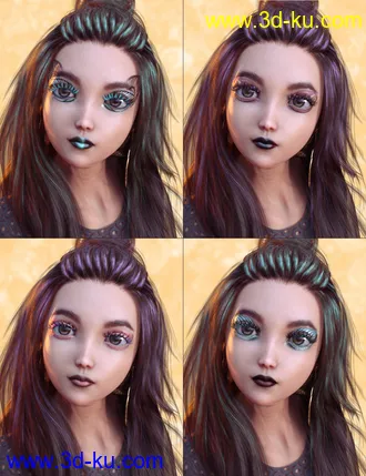 3D打印模型Extreme Closeup Plumes Geoshell Makeups for Genesis 8 Female(s)的图片