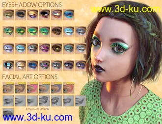 3D打印模型Extreme Closeup Plumes Geoshell Makeups for Genesis 8 Female(s)的图片