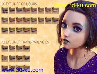 3D打印模型Extreme Closeup Plumes Geoshell Makeups for Genesis 8 Female(s)的图片