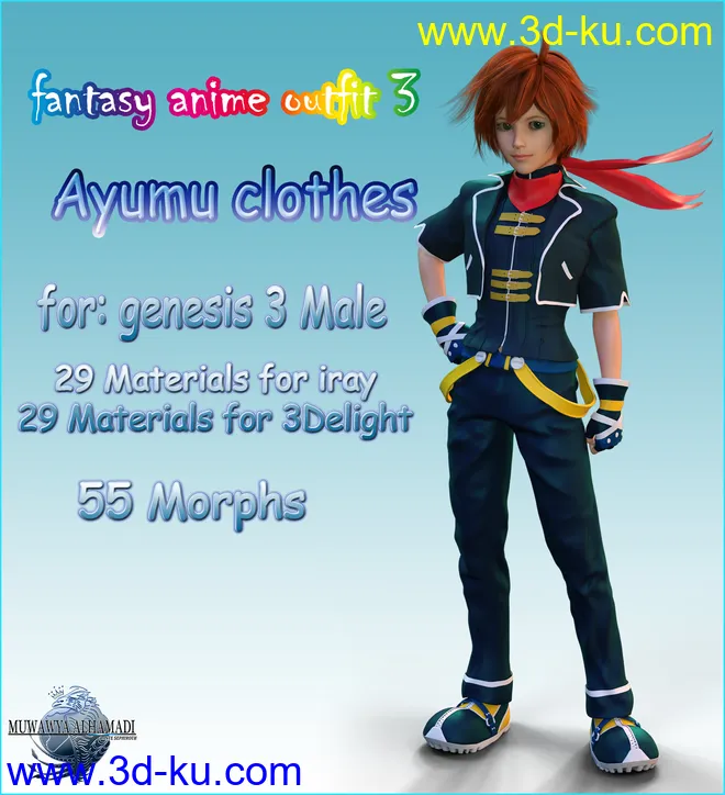 Fantasy-Anime-Outfit 3 _ Ayumu clothes_ for G3模型的图片1