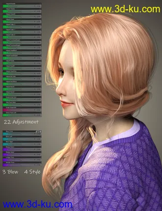3D打印模型FE Charming Hair Vol 01 for Genesis 8 Females的图片