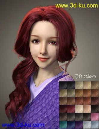 3D打印模型FE Charming Hair Vol 01 for Genesis 8 Females的图片