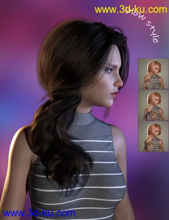 3D打印模型FE Charming Hair Vol 01 for Genesis 8 Females的图片