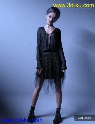 3D打印模型FE dForce Irregular Skirt Punk Outfit for Genesis 8 Females的图片