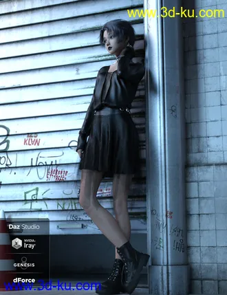 3D打印模型FE dForce Irregular Skirt Punk Outfit for Genesis 8 Females的图片