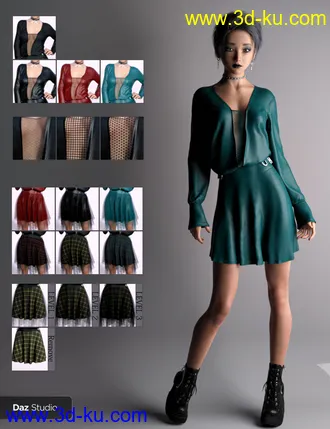 3D打印模型FE dForce Irregular Skirt Punk Outfit for Genesis 8 Females的图片