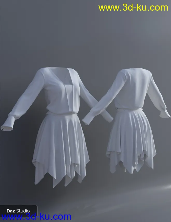 FE dForce Irregular Skirt Punk Outfit for Genesis 8 Females模型的图片7