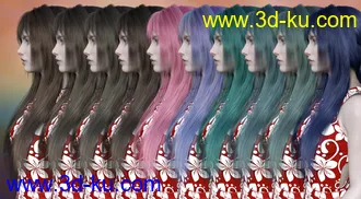3D打印模型FE Long Hair Vol 01 for Genesis 8 Female的图片