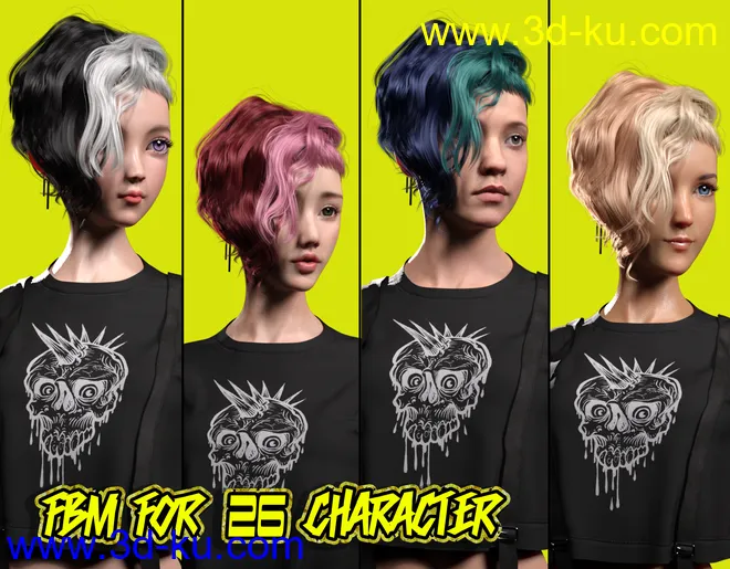 FE Punk Hair Vol 1 for Genesis 8 Females模型的图片6