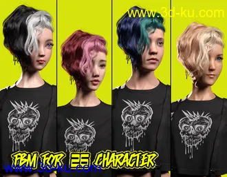 3D打印模型FE Punk Hair Vol 1 for Genesis 8 Females的图片