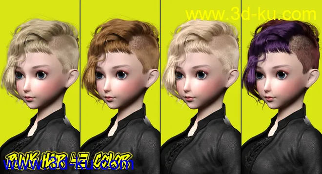 FE Punk Hair Vol 1 for Genesis 8 Females模型的图片7