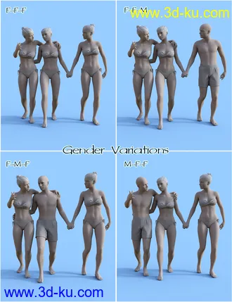 3D打印模型FF's Triad Romance Poses for Genesis 8的图片