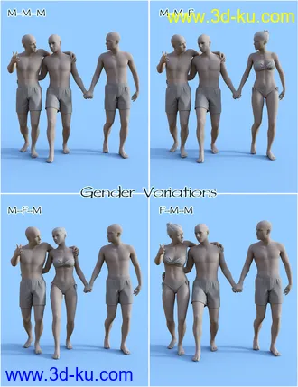 3D打印模型FF's Triad Romance Poses for Genesis 8的图片