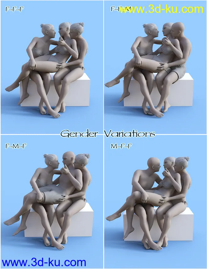 FF's Triad Romance Poses for Genesis 8模型的图片7