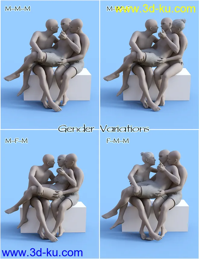 FF's Triad Romance Poses for Genesis 8模型的图片8